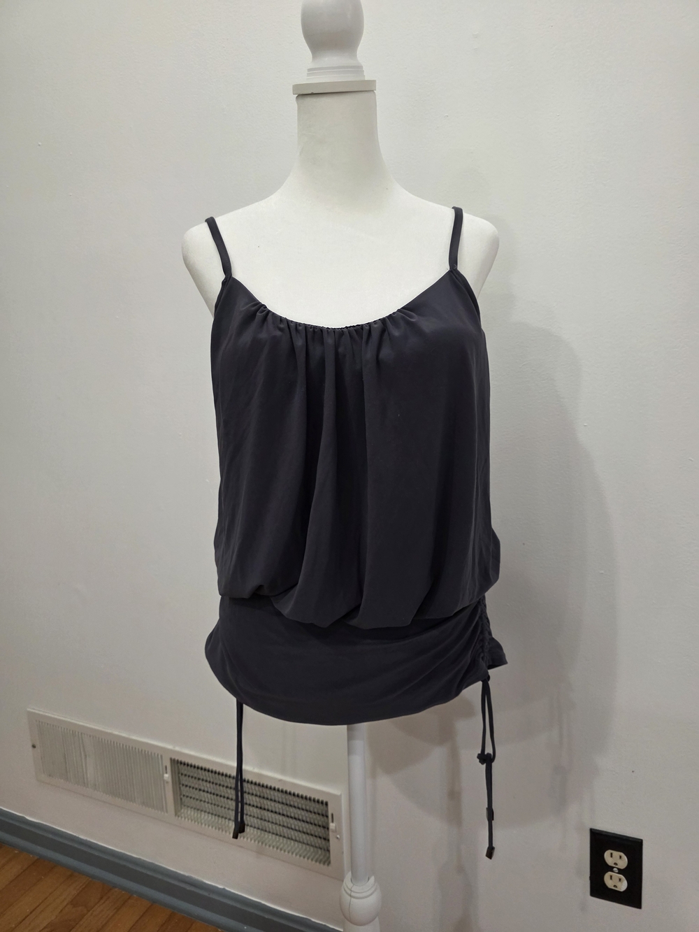 Magicsuit Charcoal Gray Blouson Spaghetti-Strap Tankini Top